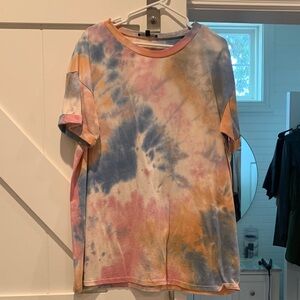 Lulus Tie-Dye T Shirt Dress - Pink Blue Yellow